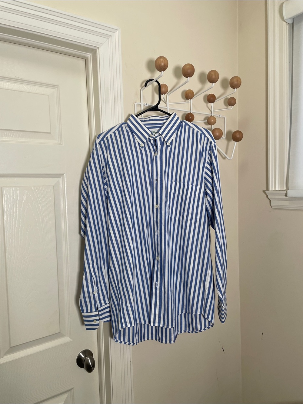 Hunters From Parallax Paris Vertical Striped Button Down Shirt Blue XL